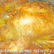 курица запеченная с овощами в духовке целиком