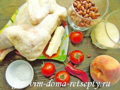 курица в духовке целиком с медом и орехами 1