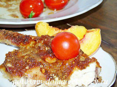 курица в духовке целиком с медом и орехами