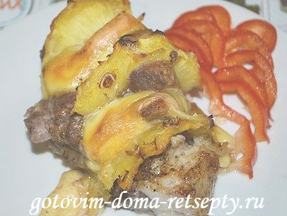 свинина с ананасами и сыром 9