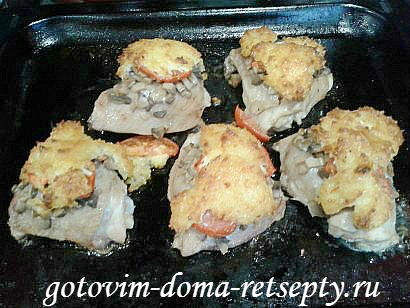 курица с грибами сыром и помидорами 14