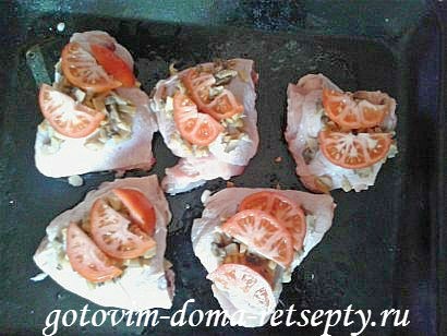 курица с грибами сыром и помидорами 7