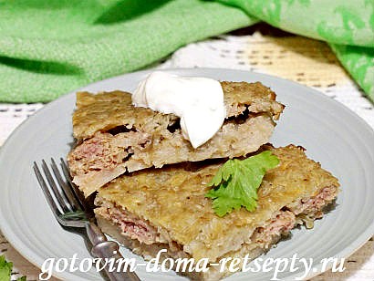 картофельная бабка с мясным фаршем