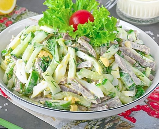 салаты с говяжьим языком и огурцами 9